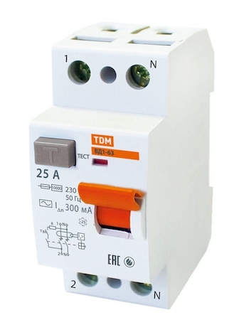 TDM ELECTRIC SQ0203-0007 Устройство защитного отключения ВД1-63 2Р 25А 300мА TDM